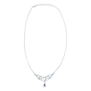 Women's Silver Celtic Knot Pendant Necklace with Pear Shaped Amethyst Gemstone